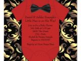 Red and Black Baby Shower Invitations Elegant Red Black and Gold Baby Boy Shower Card