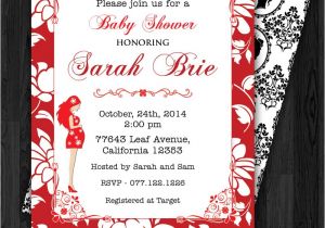 Red and Black Baby Shower Invitations Red & Black Baby Shower Invitation Personalized Red and
