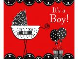 Red and Black Baby Shower Invitations Red and Black Train Baby Boy Shower Invitation