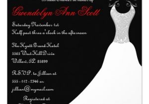 Red and Black Bridal Shower Invitations Black and Red Wedding Gown Bridal Shower Invites