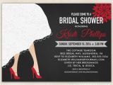 Red and Black Bridal Shower Invitations Bridal Shower Invitation with Wedding Dress Hem & High