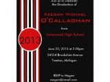 Red and Black Graduation Invitations Black Red Striped Graduation Party Invitation Zazzle