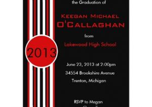 Red and Black Graduation Invitations Black Red Striped Graduation Party Invitation Zazzle