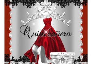 Red and Black Quinceanera Invitations Quinceanera 15th Red Black Silver Diamond Tiara 5 25×5 25