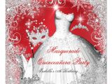 Red and Black Quinceanera Invitations Quinceanera Masquerade Red White Snowflakes 5 25×5 25