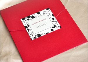Red and Black Wedding Invitations Cheap Modern Red and Black Pocket Printable Wedding Invitation