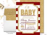 Red and Gold Baby Shower Invitations Red and Gold Baby Shower Invitation Girls Baby Shower Invite