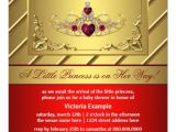 Red and Gold Baby Shower Invitations Red and Gold Princess Baby Shower 5 25" Square Invitation