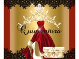 Red and Gold Quinceanera Invitations Quinceanera 15th Red Black Gold Diamond Tiara Card Zazzle