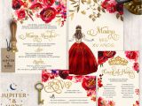 Red and Gold Quinceanera Invitations Red and Gold Quinceanera Invitation Quinceanera Invitation