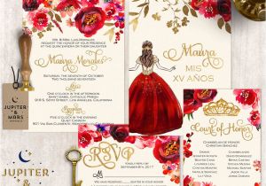 Red and Gold Quinceanera Invitations Red and Gold Quinceanera Invitation Quinceanera Invitation