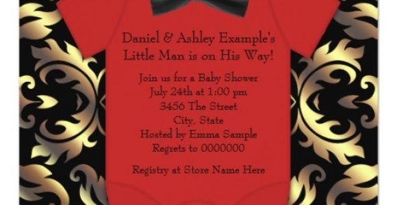 Red Black and Gold Baby Shower Invitations Elegant Red Black and Gold Baby Boy Shower Invitation