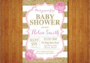 Red Black and Gold Baby Shower Invitations Pink and Gold Baby Shower Invitation Pink Black Gold Glitter
