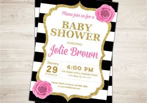 Red Black and Gold Baby Shower Invitations Pink Black Gold Baby Shower Invitation Black and White Baby