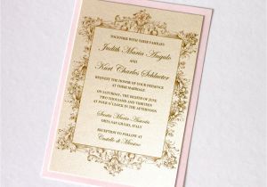 Red Ivory and Gold Wedding Invitations Vintage Wedding Invitations In Ivory Gold and Blush Pink