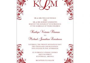 Red Wedding Invitation Template Kaitlyn Wedding Invitation Red Wedding Template Shop