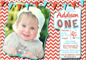 Red White and Blue 1st Birthday Invitations 1st Birthday Invitation Red White and Blue Chevron Pastel