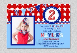 Red White and Blue 1st Birthday Invitations 4th Of July Birthday Invitation Red White and Blue Birthday