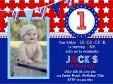 Red White and Blue 1st Birthday Invitations 4th Of July Birthday Invitation Red White and Blue Birthday