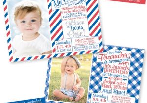 Red White and Blue 1st Birthday Invitations 4th Of July First Birthday Invitations Little by