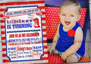 Red White and Blue 1st Birthday Invitations 4th Of July Invitation First Birthday Party Red White and