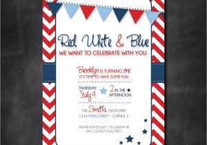 Red White and Blue 1st Birthday Invitations Chandeliers & Pendant Lights