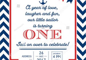 Red White and Blue 1st Birthday Invitations Nautical Sailor theme Printable First Birthday Stock