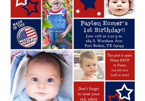 Red White and Blue 1st Birthday Invitations Starry Twin Birthday Invitations Patriotic Red White