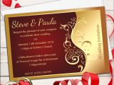 Red White and Gold Wedding Invitations 10 Personalised Red Gold Wedding Invitations Day evening N25