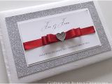 Red White and Silver Wedding Invitations Silver Glitter Wedding Invitations with Red Ribbon
