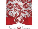 Red White and Silver Wedding Invitations Wedding Invitation Winter Wonderland Red Silver