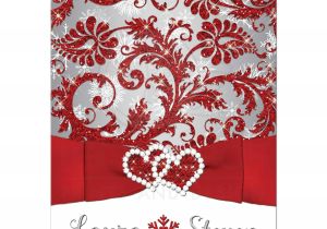 Red White and Silver Wedding Invitations Wedding Invitation Winter Wonderland Red Silver