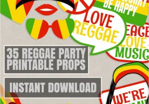 Reggae themed Party Invitations 35 Reggae Props Printables Reggae Photo Booth Props Rasta