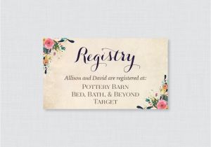 Registry Inserts for Wedding Invitations Printable or Printed Wedding Registry Cards Floral Wedding