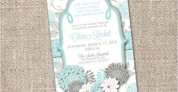 Religious Baby Boy Shower Invitations Items Similar to Floral Modern Christian Baby Boy Bridal