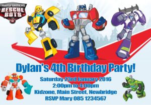 Rescue Bots Party Invitations Personalised Transformers Rescue Bots Invitations