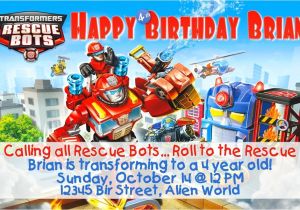 Rescue Bots Party Invitations Transformer Rescue Bots Birthday Invitation or Thank You Note