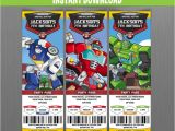 Rescue Bots Party Invitations Transformers Rescue Bots Ticket Invitations Instant