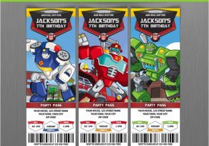 Rescue Bots Party Invitations Transformers Rescue Bots Ticket Invitations Instant