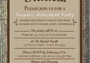 Retirement Party Invitation Letter Template Printable Burlap Vintage Invitation Retirement Birthday or