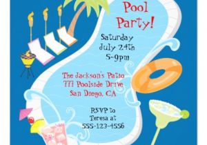 Retro Pool Party Invitations evening Retro Pool Party Invitations 5 25" Square