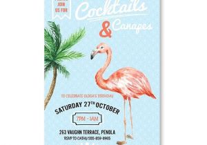 Retro Pool Party Invitations Flamingo Invitation Cocktail Party Invitation Printable