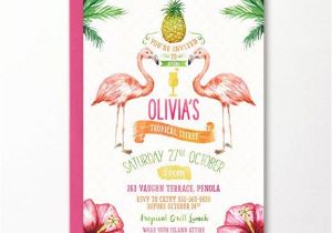 Retro Pool Party Invitations Flamingo Invitation Tropical Party Invitation Printable