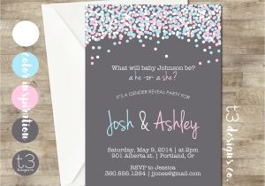 Revealing Party Invitations Gender Reveal Invitation Confetti Gender Reveal Party