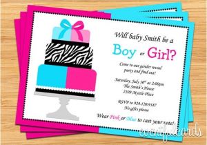 Revealing Party Invitations Gender Reveal Party Invitation Pink and Blue Cake