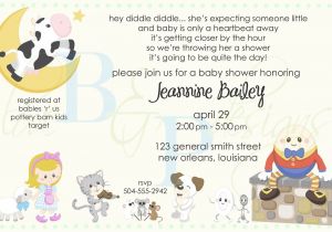 Rhyming Baby Shower Invitations Nursery Rhymes Invitations Baby Shower Ideas