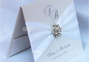 Ribbon Brooch Wedding Invitation Hi1075 Exclusive Hardcover Luxury Wedding Invitation Card