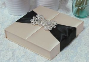 Ribbon Brooch Wedding Invitation Item Code Hi2014 Luxury Gate Fold Silk Box Wedding