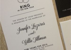 Ring In the New Year Wedding Invite New Years Eve Wedding Invitation Suite Faux Glitter by