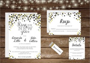 Ring In the New Year Wedding Invite Printable New Years Eve Wedding Invitation Set Ring In the
